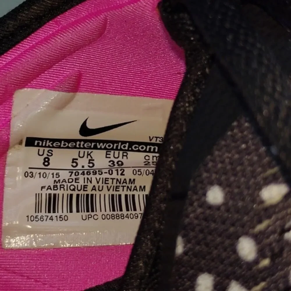 Nike Free 5.0 TRF+5 Womens Pre-owned Black/White/Pink Running Sneakers - sz. 8